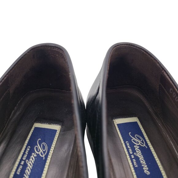 Vintage Bragano Exotic Crocodile Italy Men 9.5 Black Leather Dress Shoes Loafers main image 4
